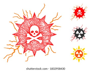 Mesh toxic power polygonal web icon vector illustration. Carcass model is created from toxic power flat icon. Triangular network forms abstract toxic power flat carcass.