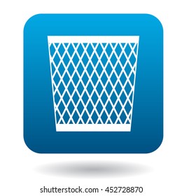 Mesh trash basket icon in simple style on a white background