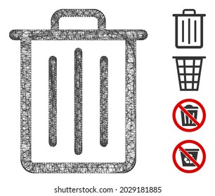 Mesh trash can web icon vector illustration. Model is based on trash can flat icon. Network forms abstract trash can flat model. wireframe flat web network isolated on a white background.