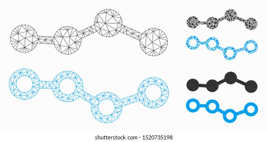 Mesh trends model with triangle mosaic icon. Wire frame polygonal mesh of trends. Vector mosaic of triangle elements in variable sizes, and color tinges. Abstract 2d mesh trends,