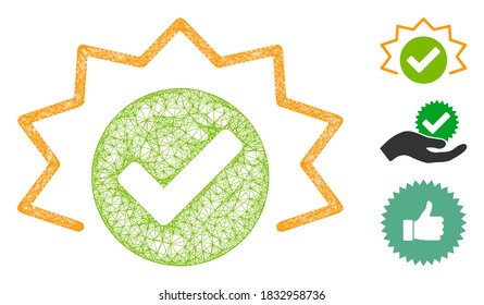 Mesh true alert polygonal web symbol vector illustration. Model is based on true alert flat icon. Triangle mesh forms abstract true alert flat model.
