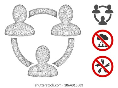 Mesh trust circle polygonal web 2d vector illustration. Carcass model is based on trust circle flat icon. Triangle network forms abstract trust circle flat carcass.