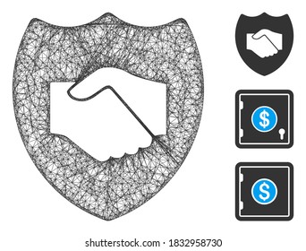 Mesh trust polygonal web icon vector illustration. Carcass model is based on trust flat icon. Triangle network forms abstract trust flat model.