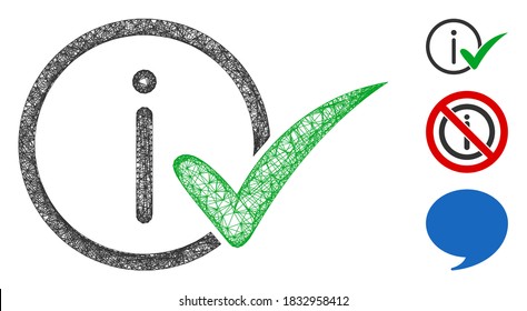 Mesh truth information polygonal web icon vector illustration. Carcass model is based on truth information flat icon. Triangular network forms abstract truth information flat carcass.