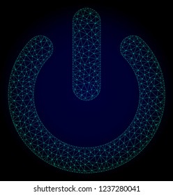 Mesh turn off polygonal illustration. Abstract mesh lines, triangles and points on dark background with turn off. Wire frame 2D polygonal line network in vector format on a dark blue background.