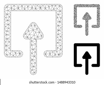 Mesh upload model with triangle mosaic icon. Wire carcass polygonal mesh of upload. Vector mosaic of triangles in variable sizes, and color tones. Abstract flat mesh upload, designed with triangles.