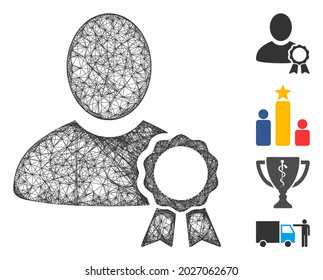 Ilustración de sellado de usuario de malla, símbolo web, ilustración vectorial. El modelo se basa en el icono plano del sello de usuario. Formularios de red modelo plano abstracto de sello de usuario.