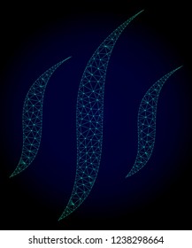 Mesh vapor polygonal illustration. Abstract mesh lines, triangles and points on dark background with vapor. Wire frame 2D polygonal line network in vector format on a dark blue background.