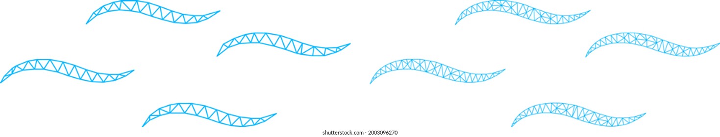 Mesh vector air icons. Mesh carcass air images in low poly style with combined triangles, nodes and linear items. Mesh concept of triangulated air, on a white background.