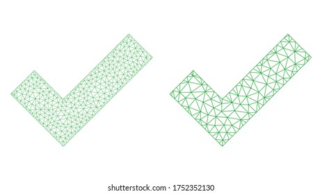 Mesh-Vektorgrafik-Symbol anbringen. Der Meshkarkass bringt Zeckenbild im Low-Poly-Stil mit verbundenen Dreiecken, Punkten und linearen Elementen auf. Das Mesh-Modell der triangulierten Applikation hitzelt auf weißem Hintergrund.