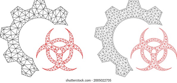 Mesh Vektorgrafik-Icons für die Biogefährdungsindustrie. Mesh-Wireframe-Biokraftstoff-Bilder im Low-Poly-Stil mit verbundenen Dreiecken, Punkten und linearen Elementen.