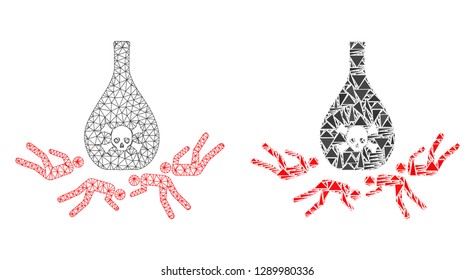 Mesh vector dead poisoned people with flat mosaic icon isolated on a white background. Abstract lines, triangles, and points forms dead poisoned people icons.