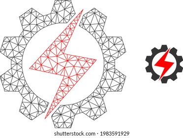 Imagen de la industria de la energía vectorial de malla con icono plano aislado en un fondo blanco. Malla de línea triangular plana de canal de cables para icono de la industria energética. Las líneas y los puntos forman un icono de la industria energética.