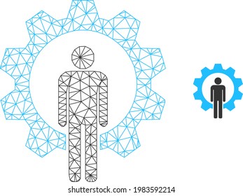 Mesh vector human resources image with flat icon isolated on a white background. Wire frame flat polygonal linear mesh for human resources icon. Lines and points forms human resources icon.