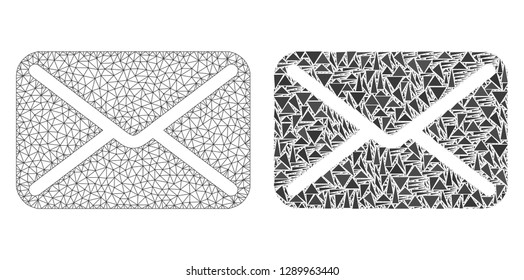 Mesh vector letter with flat mosaic icon isolated on a white background. Abstract lines, triangles, and points forms letter icons. Wire frame 2D triangular line mesh in vector format,
