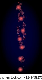Mesh vector map of Maldives with glare effect. Red abstract lines, light spots and points on a dark background with map of Maldives.