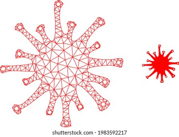 Mesh vector sars virus image with flat icon isolated on a white background. Wire carcass flat polygonal linear mesh for sars virus icon. Lines and points forms sars virus icon.