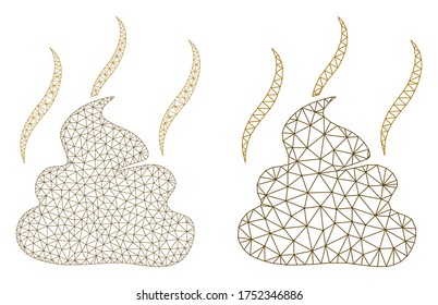 Mesh vector shit smell icon. Mesh wireframe shit smell image in low poly style with combined triangles, points and lines. Mesh model of triangulated shit smell, on a white background.