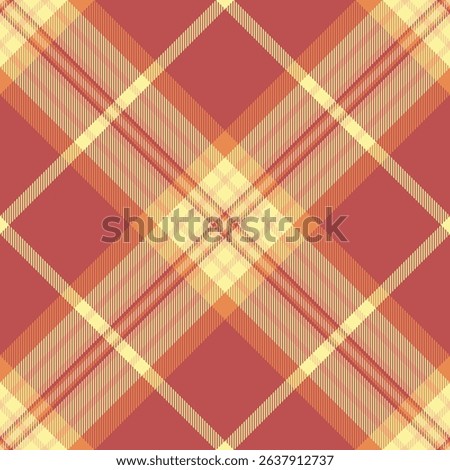 Mesh vector textile tartan, everyday check fabric seamless. Cell texture background pattern plaid in red and yellow colors palette.