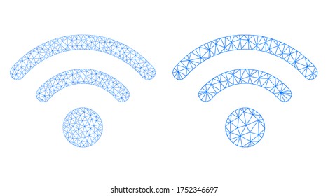 Mesh vector wi-fi source icon. Mesh wireframe wi-fi source image in lowpoly style with organized triangles, points and linear items. Mesh illustration of triangulated wi-fi source,