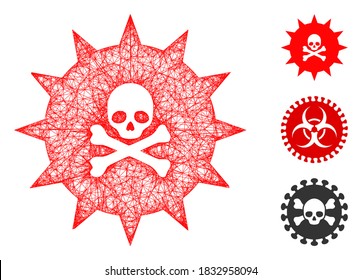 Ilustración vectorial 2d de la red poligonal de la toxina viral de malla. El modelo se basa en un icono plano de toxina viral. La malla triangular forma un modelo plano abstracto de toxina viral.