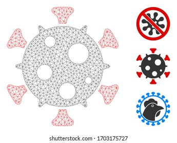 Mesh virus polygonal symbol vector illustration. Model is based on virus flat icon. Triangular mesh forms abstract virus flat model.
