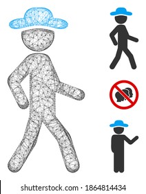 Mesh walking gentleman polygonal web icon vector illustration. Model is based on walking gentleman flat icon. Triangle mesh forms abstract walking gentleman flat model.