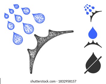 Mesh water proof polygonal web symbol vector illustration. Carcass model is based on water proof flat icon. Triangle mesh forms abstract water proof flat carcass.