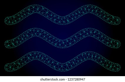 Mesh water surface polygonal illustration. Abstract mesh lines, triangles and points on dark background with water surface.