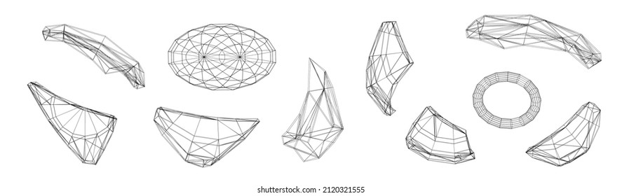 Mesh wave element. 3d design background. web icon decor spline cylinder.Vector technology futuristic grid. Spiral geometric polygon wire-frame model.Innovation concept.Round 
