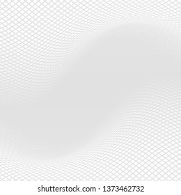 Mesh wavy halftone background. Grey elegant backdrop with square halftone. Abstract monochrome halftone illustration.