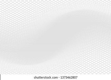 Mesh wavy halftone background. Grey elegant backdrop with square halftone. Abstract monochrome halftone illustration.