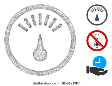 Mesh weight gauge polygonal web icon vector illustration. Carcass model is based on weight gauge flat icon. Triangular mesh forms abstract weight gauge flat model.