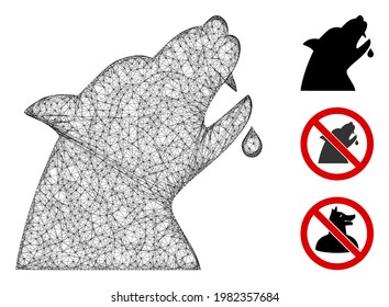 Mesh werewolf polygonal web 2d vector illustration. Carcass model is based on werewolf flat icon. Triangular network forms abstract werewolf flat carcass.