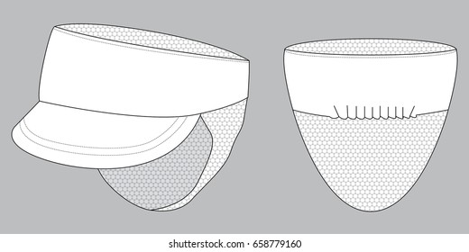 Mesh White Factory Cover Hair Hat Vector.
