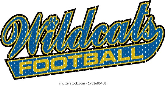 Mesh Wildcats Football Team Design In Script With Tail For School, College Or League