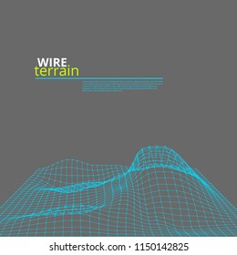 Mesh Wire Polygonal Terrain Surface. EPS10 Vector