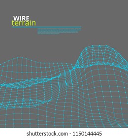Mesh Wire Polygonal Terrain Surface. EPS10 Vector