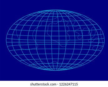 Mesh world, blue stripes, on a blue background.