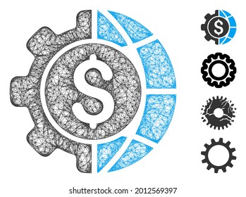 Mesh world industry finances web icon vector illustration. Carcass model is based on world industry finances flat icon. Mesh forms abstract world industry finances flat model.