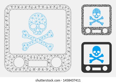 Mesh xray screening model with triangle mosaic icon. Wire frame triangular mesh of xray screening. Vector mosaic of triangle parts in variable sizes, and color hues. Abstract flat mesh xray screening,