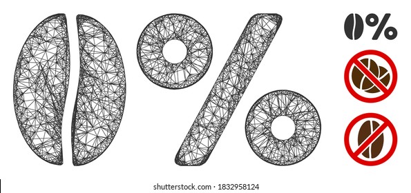 Mesh zero caffeine polygonal web icon vector illustration. Model is based on zero caffeine flat icon. Triangle net forms abstract zero caffeine flat model.