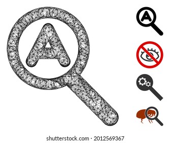 Mesh Zoom Auto Web 2d Vektorgrafik. Das Carcass-Modell basiert auf dem Zoom Auto-Flachsymbol. Netzwerk-Formulare abstrakte Zoom Auto-flachen Körper. Wireframe-2D-Web-Netzwerk einzeln auf weißem Hintergrund.