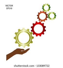 meshing gear on white background,industrial driving,vector