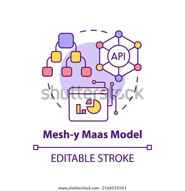 Mesh-y Maas model concept icon. Approaches\
combination. Mobility as service model abstract idea thin line\
illustration. Isolated outline drawing. Editable stroke. Arial,\
Myriad Pro-Bold fonts\
used