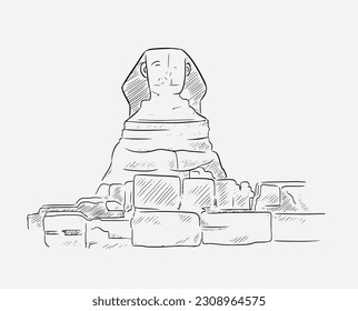 Mesir pyramid of the sketch. hand-drawn doodle Egypt art design element illustration. Illustration of Egypt set