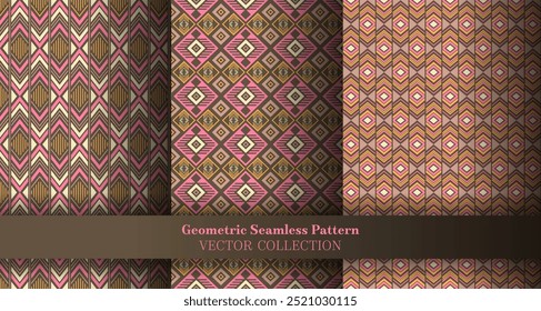 Mesmeric geometrical argyle seamless tracery set. Traditional tracery ethnic patterns. Argyle diamond geometric vector repeating ornament bundle. Cover background templates.