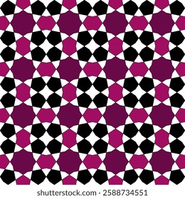 mesmerize Art of Hexagonal, Triangle and multigon Star, with Purple, Black and Magenta color.