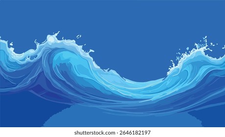 Mesmerizing Abstract Blue Ocean Wave Vector Illustration. summer vector pattern design. beach sea background banner