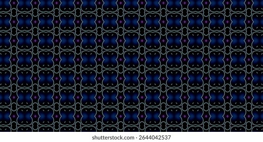 A mesmerizing abstract design with deep blue and black tones forming symmetrical, seamless patterns. Ideal for modern backgrounds, art, and digital textures.